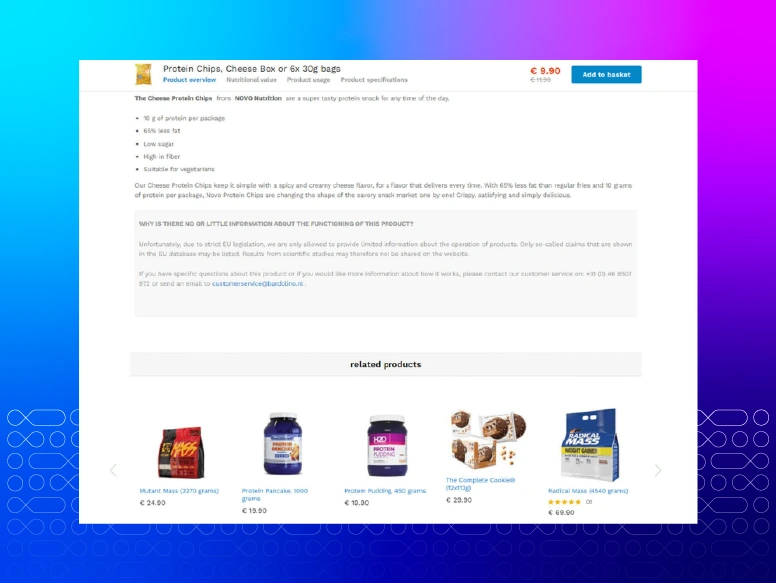 Magento 2 Auto Related Products extension on a Food Store